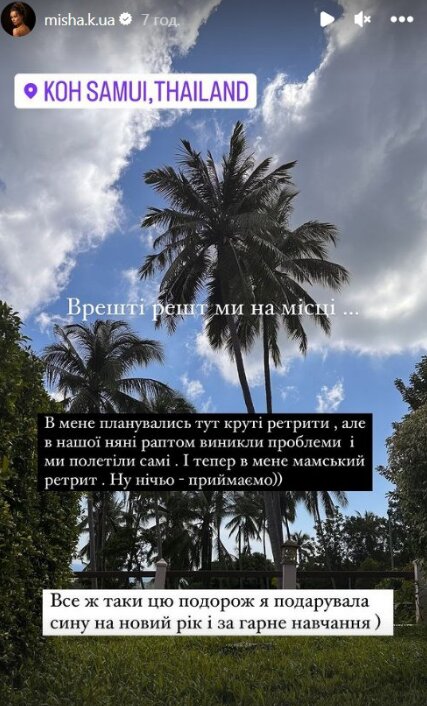 Stories Ксении Мишиной: скрин