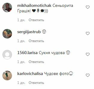 Коммертарії до посту Марії Бурмака в Instagram