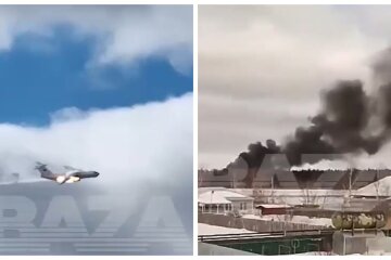 На россии упал Ил-76, кадры из видео