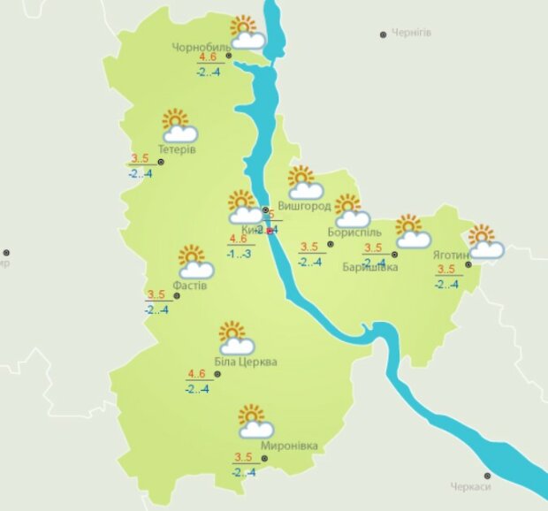 Погода в Киеве на 24 марта