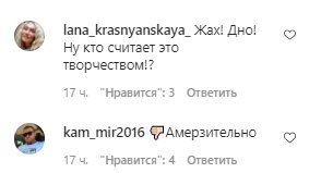 Коментарі зі сторінки Насті Каменських в Instagram