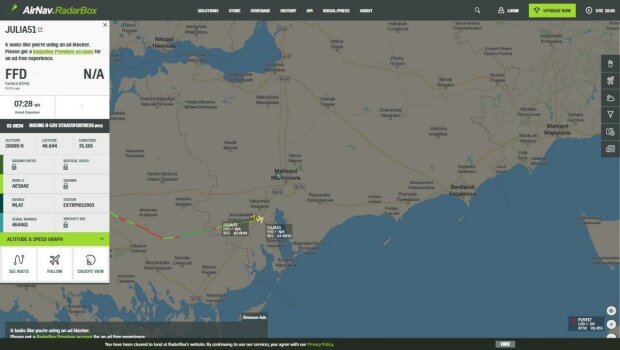 Схема прольоту Б-52 над Україною