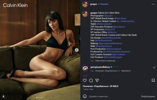 Голая Дакота Джонсон: скрин с Instagram