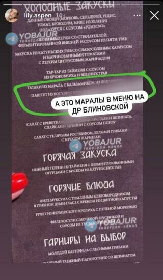 меню Олени Бліновської