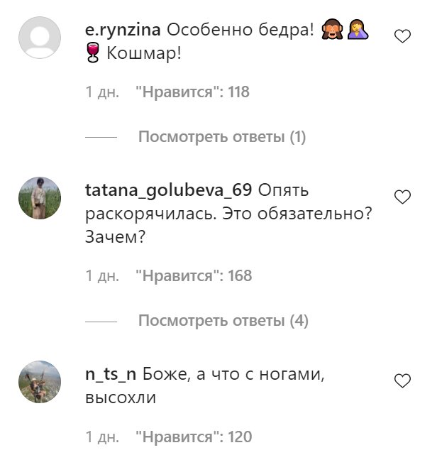 Комментарии на пост Анастасии Волочковой в Instagram