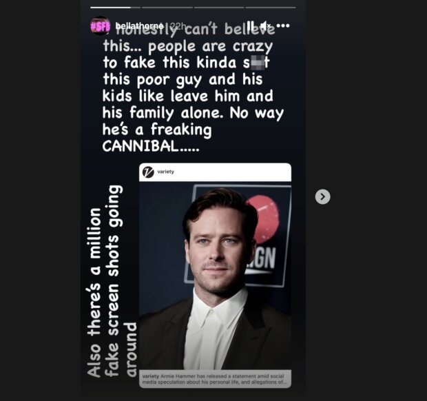 Белла Торн заступилася за Армі Хаммера