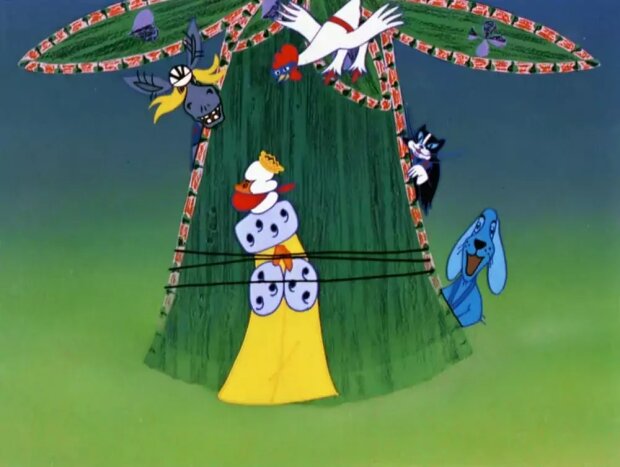 Фрагмент з мультфільму "Бременські музиканти"