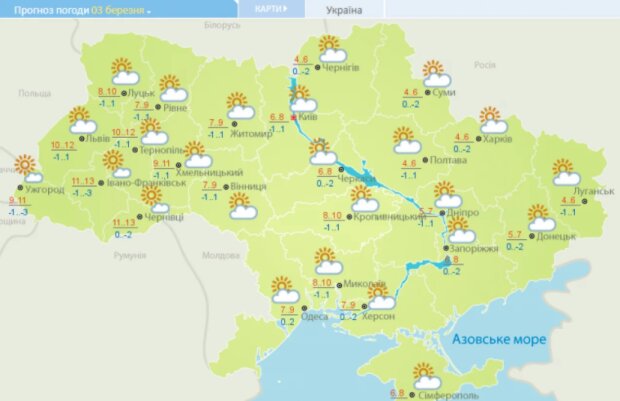 Погода в Україні на 3 березня