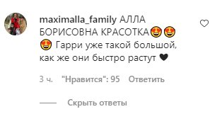 Скріншот коментарів до фото Алли Пугачової