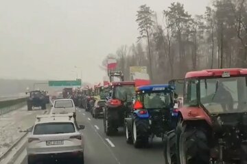 Польские фермеры на границе, кадр из видео