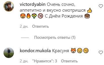 Комментарии на пост Ирины Сопонару в Instagram