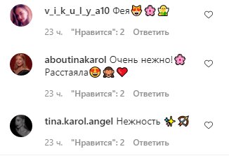 Скриншот комментариев к фото Тины Кароль