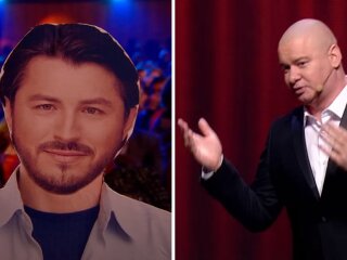 Евгений Кошевой и картонный Сергей Притула