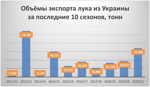 обсяги експорту цибулі з України