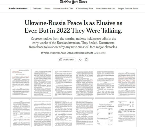 Проєкт договору України та росії, NYT