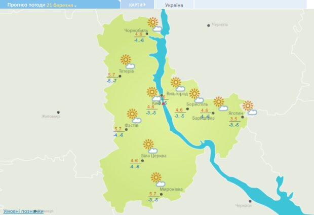 Погода в Києві на 21 березня