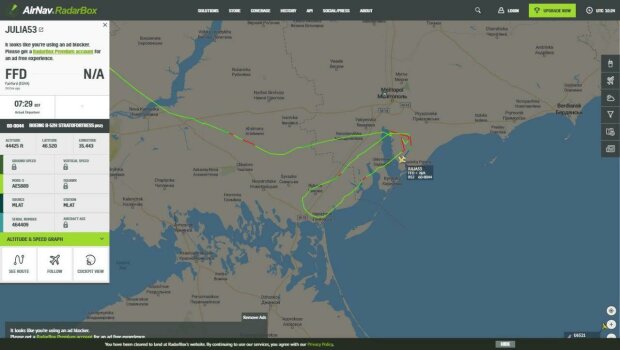 Схема прольоту Б-52 над Україною