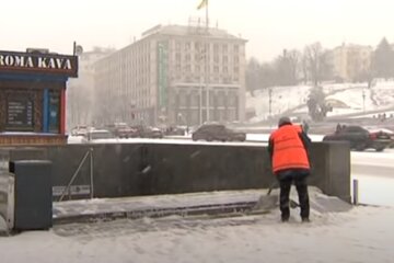 Снег в Киеве. Фото: скриншот видео.