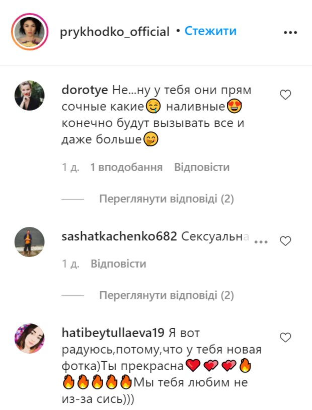 Комментарии, instagram.com/prykhodko_official