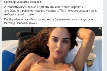 Скриншот публикации в Фейсбук Марии Фокиной
