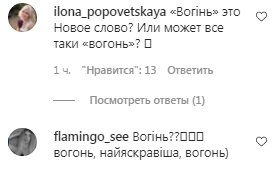 Коментарі на пост Олі Полякової в Instagram
