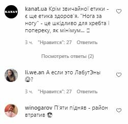 Коментарі на пост Ольги Фреймут в Instagram