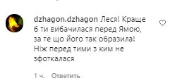 Коментарі зі сторінки Лесі Нікітюк в Instagram