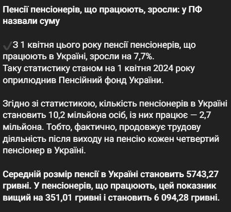 Скрин публікації в Telegram