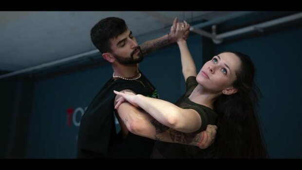 Юлія Саніна та Дмитро Жук на тренуванні