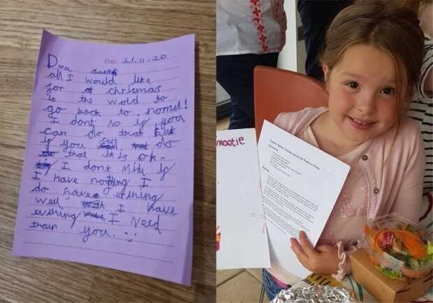 Девочка написала письмо Санти, в котором просит оставить ее без подарков