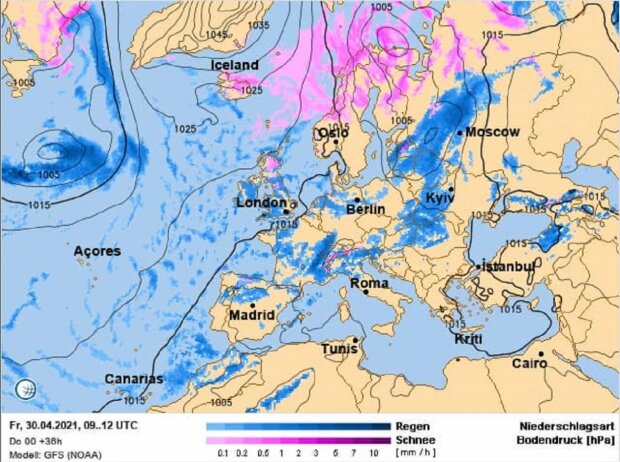 прогноз погоди на 29 квітня