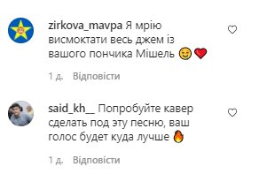 Коментарі зі сторінки Michelle Andrade в Instagram