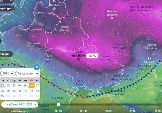 Прогноз погоды на 6 января 2024 года