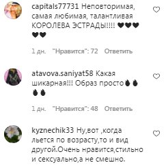 Коментарі на пост c фан-сторінки Алли Пугачової в Instagram