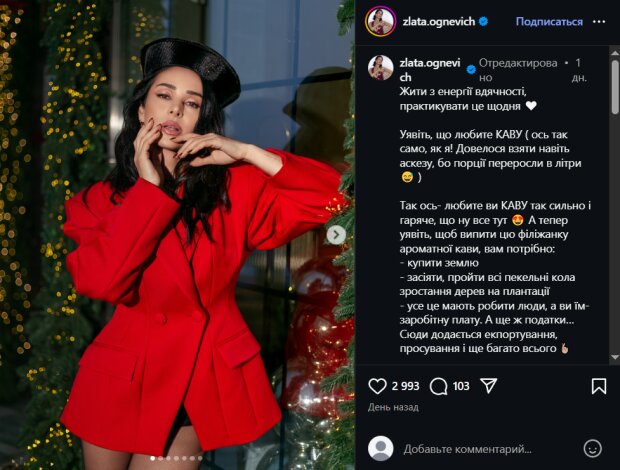 Скрін публікацій Злати Огнєвіч