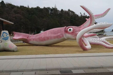 гигантский кальмар в японском городе Ното