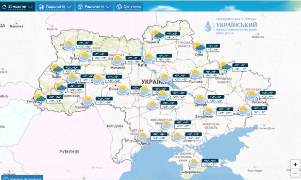 Прогноз погоди на 21 жовтня