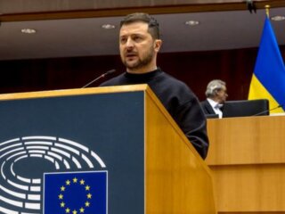 Владимир Зеленский в парламенте ЕС, кадр из видео