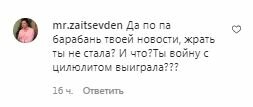 Коментарі на пост Світлани Лободи в Instagram